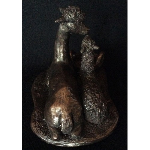 Mother Alpaca with Cria Bronze Sculpture by Pippa Westall - Image 3