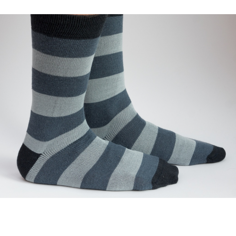 Alpaca Stripey Socks - Blue - Image 2